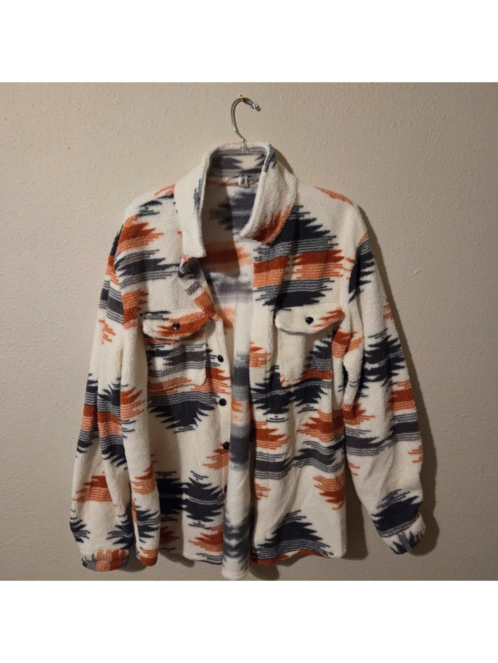 Womens geometric southwestern aztec western fleece jacket
